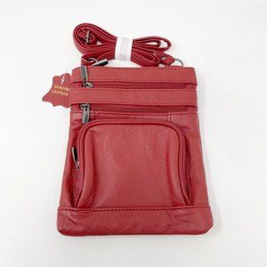 MAZE Exclusive Red Soft Leather Crossbody Bag - Adjustable Strap -  NEW